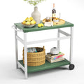 Outdoor Dining Cart Table Aluminum Grill Table with Wheels A857
