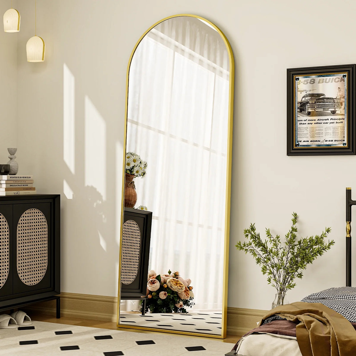 Gold Arched Full Length Floor Mirror B2514