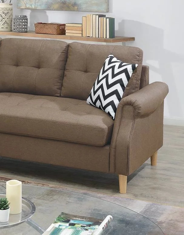 Reversible Sectional Sofa Set Polyfiber Light Coffee Cushion G57909