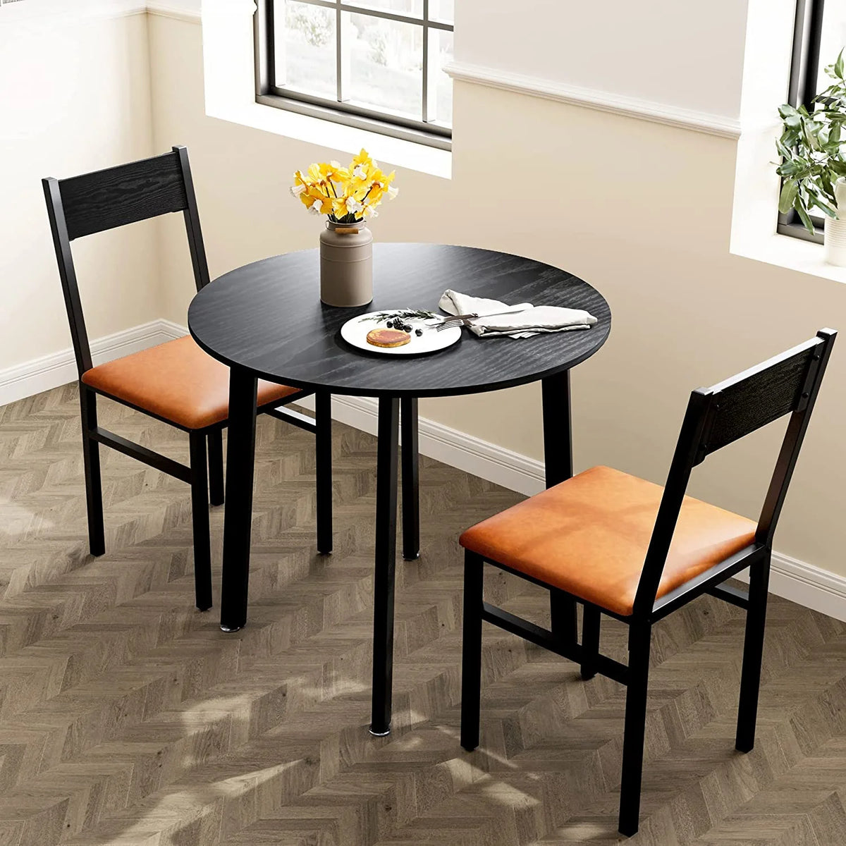 3 Piece Dining Table Set with Cushioned Chairs O77090