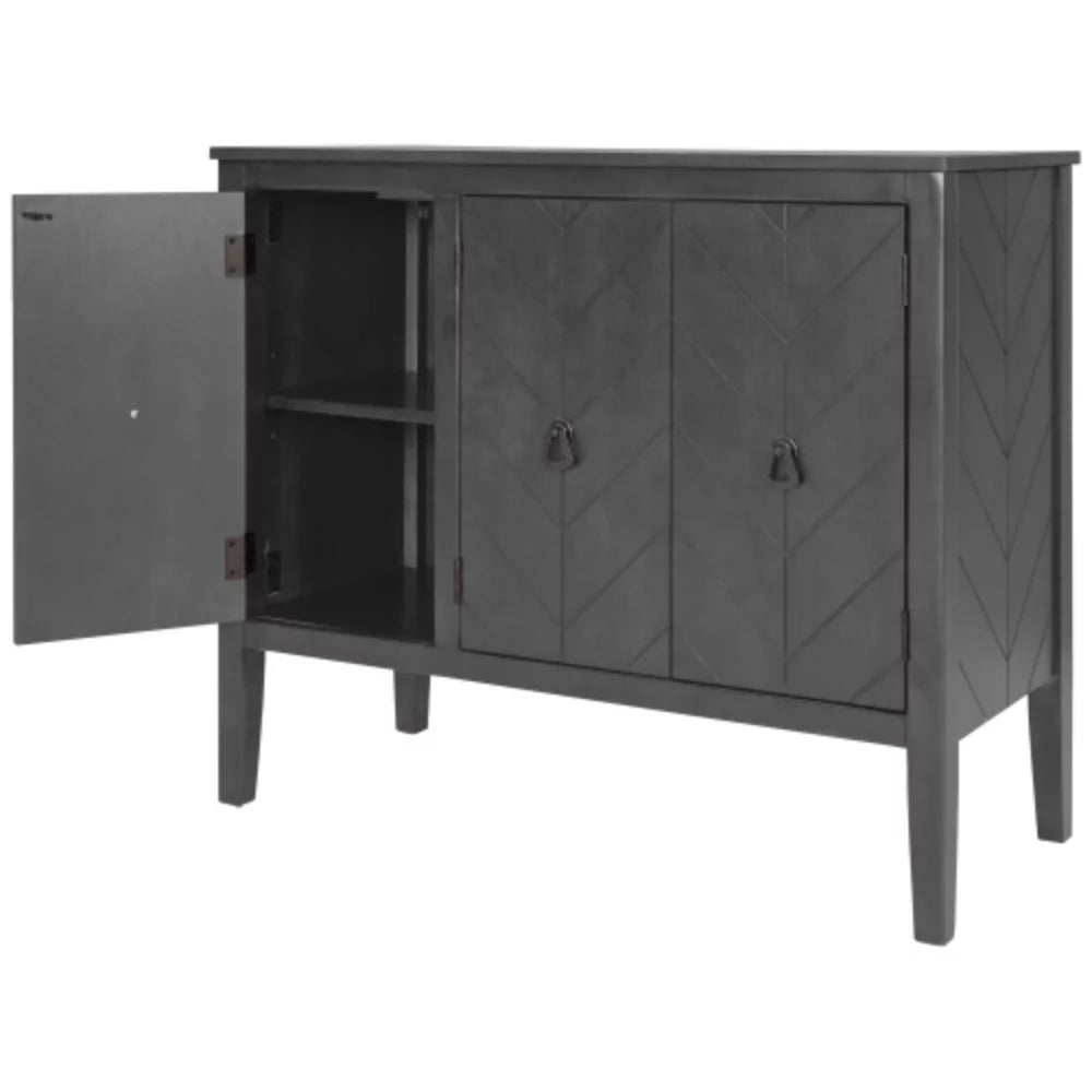 Antique Gray Wooden Accent Storage Cabinet with Adjustable Shelf H79280