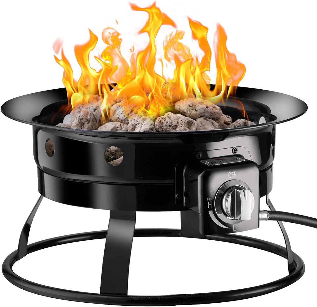 20.47-Inch Diameter Propane Gas Fire Pit with Carry Kit & Lava Rocks F966805