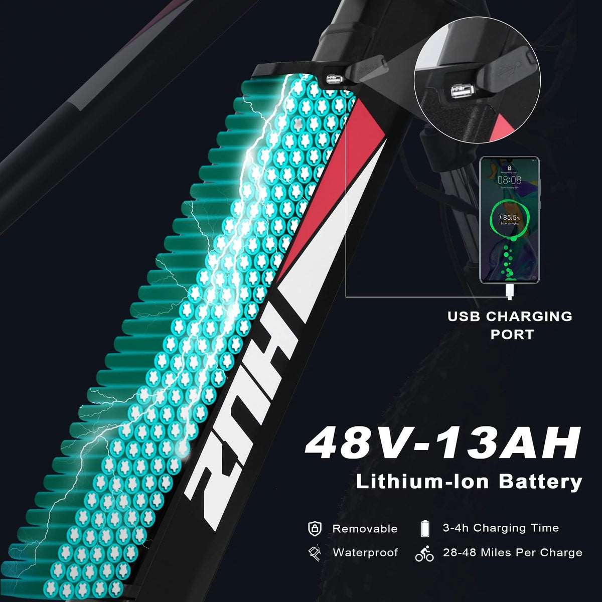 Electric Bike 26'' x 4 Fat Tire 750W Motor 48V 13Ah Battery M10164