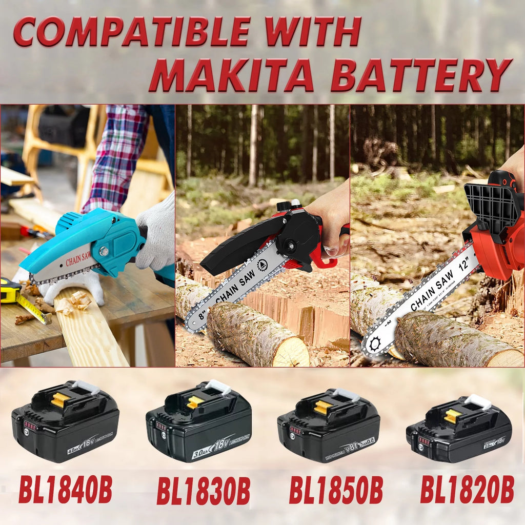 8 inch Cordless Mini Chainsaw with 2 Chains and 3.0Ah Battery X7362