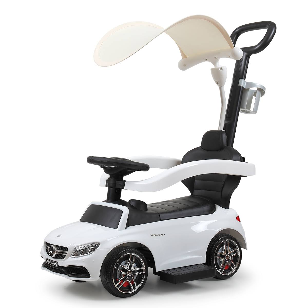 White Toddler Push Car with Canopy M993