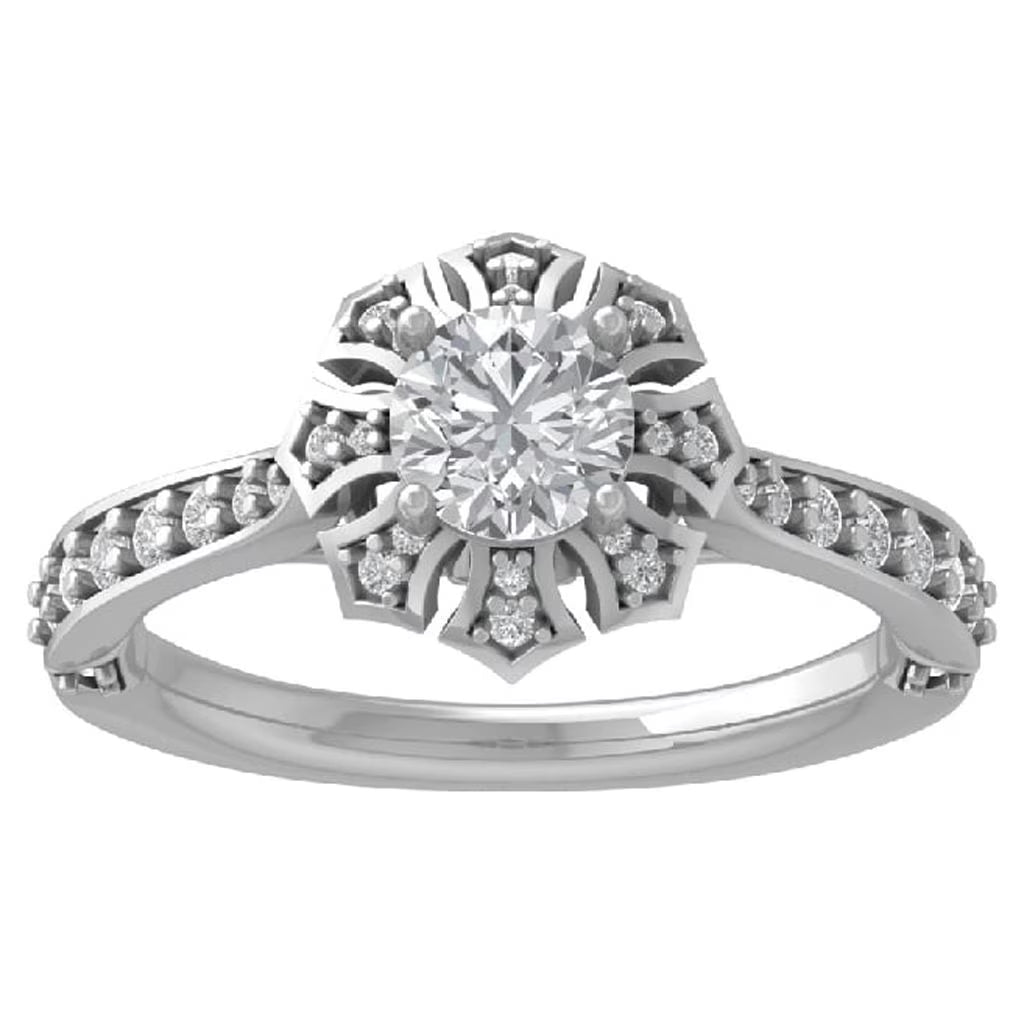 10K White Gold Diamond Halo Engagement Ring Size 5 H5362