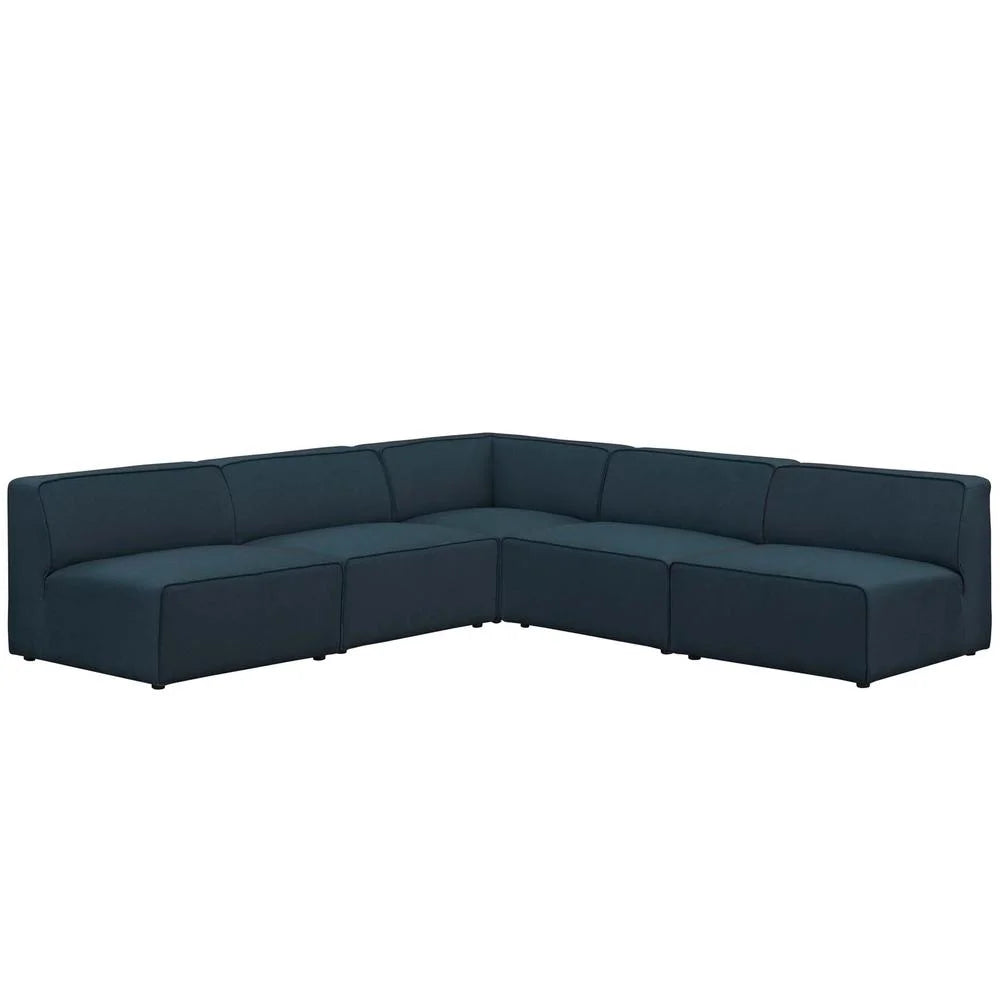 Blue 5 Piece Upholstered Fabric Sectional Sofa Set H3889
