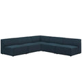Blue 5 Piece Upholstered Fabric Sectional Sofa Set H3889