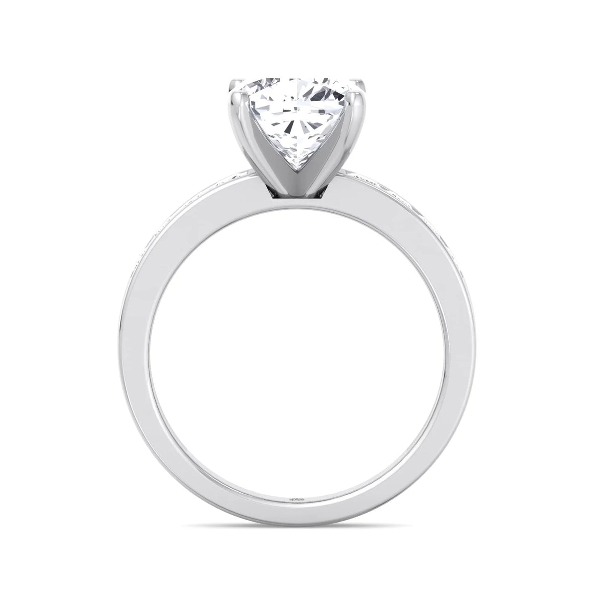 Moissanite Cushion Cut Lab Diamond Engagement Ring With Princess Cut Sidestones I6888