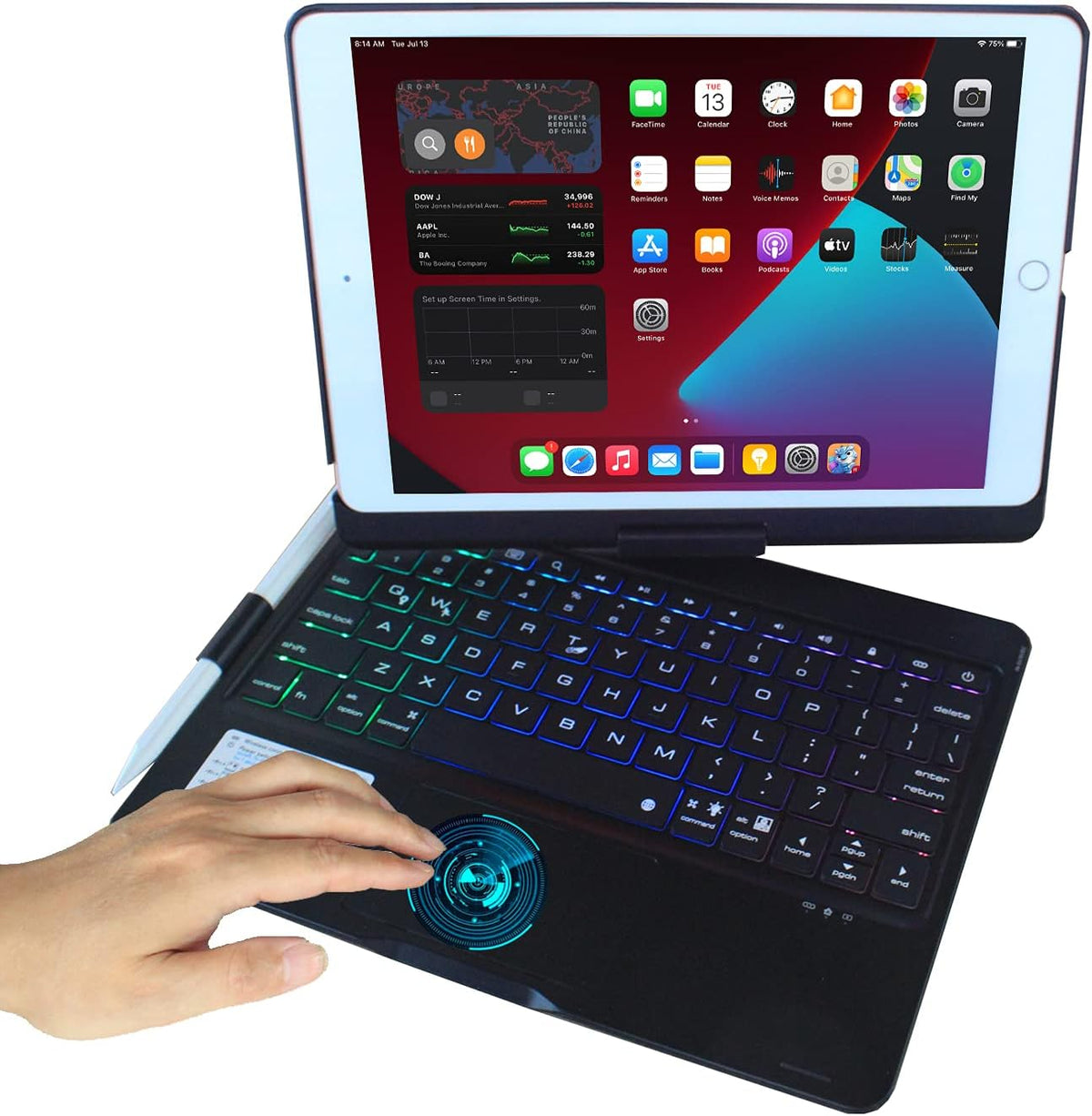 Black Touchpad Keyboard Case for iPad Air and iPad Pro K2678