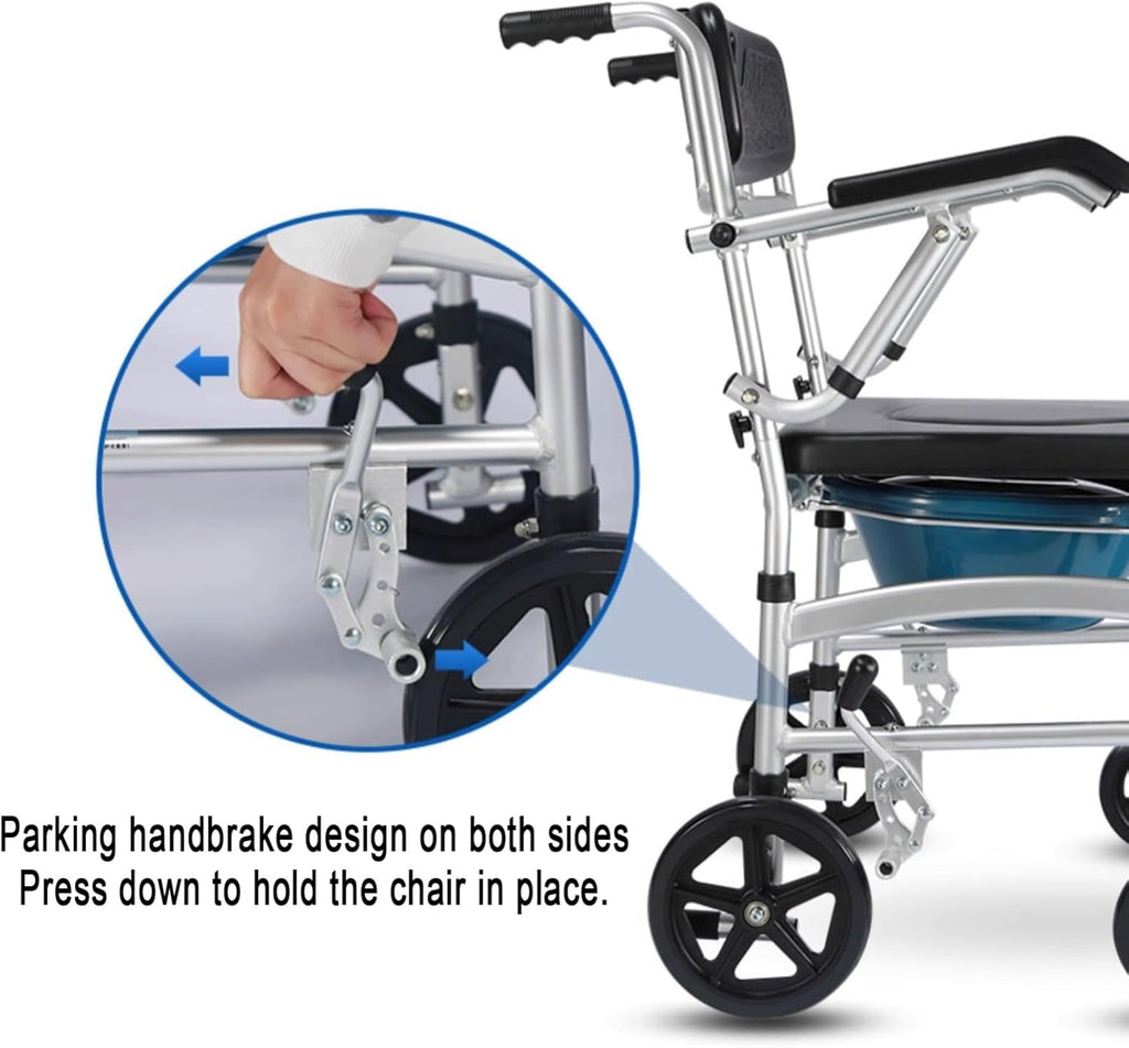 4 in 1 Portable Shower Commode Chair with Wheels D207