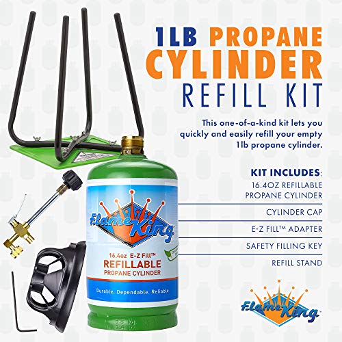 1LB Empty Propane Cylinder Tank with Refill Kit Y8437