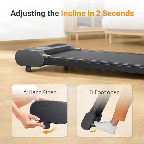 Manual Incline Under Desk Treadmill with Remote Control, LED Display E257