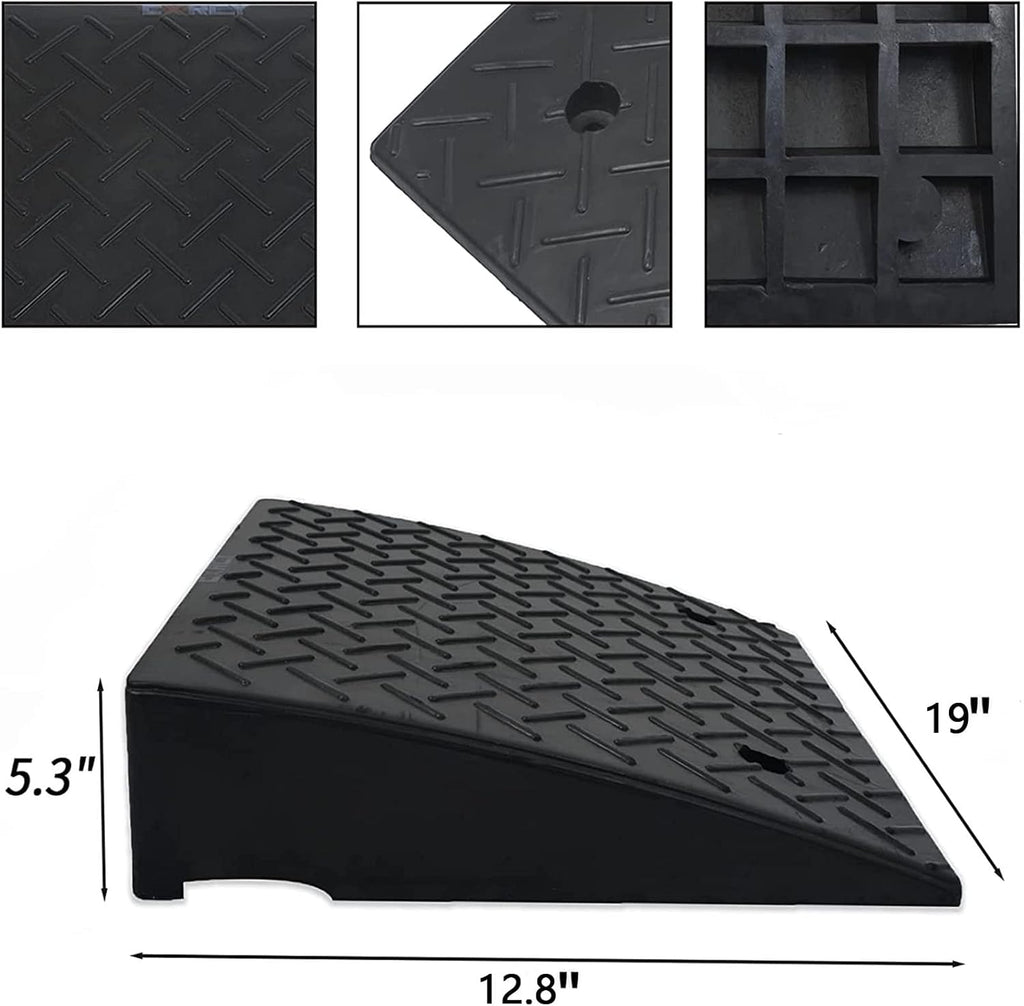Rubber Curb Ramp 5.3" Rise 2 Pack Black Threshold Ramps with 4 Expansion Bolts G646957