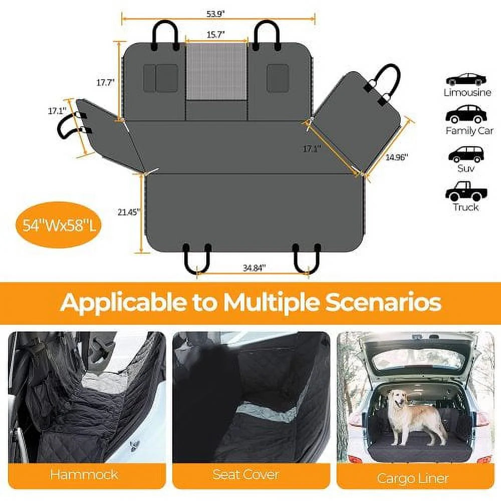 100% Waterproof Dog Car Seat Cover with Mesh Window J5878