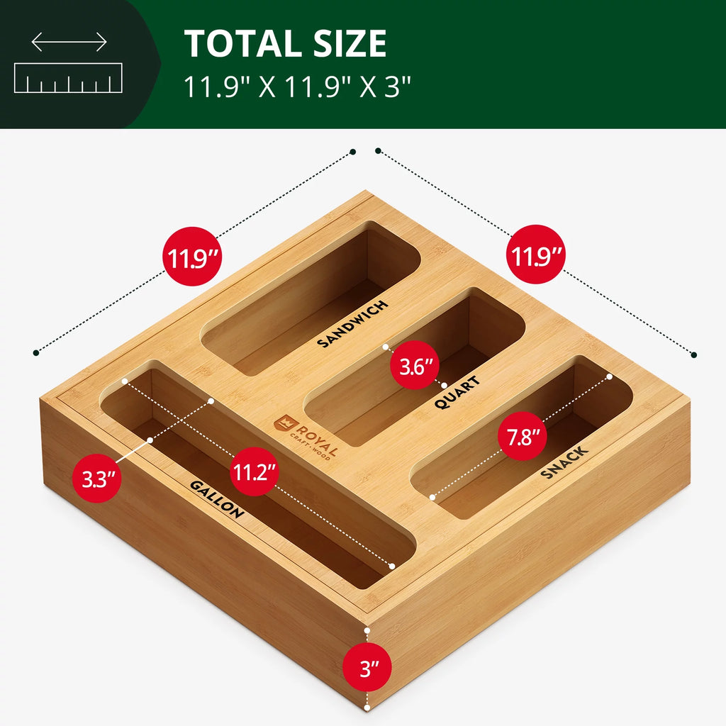 Bamboo Ziplock Bag Storage Organizer D21190