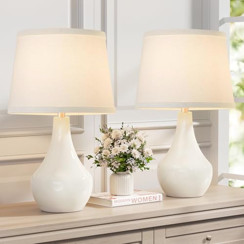 Modern Ceramic Table Lamps Set of 2 Grey H657556