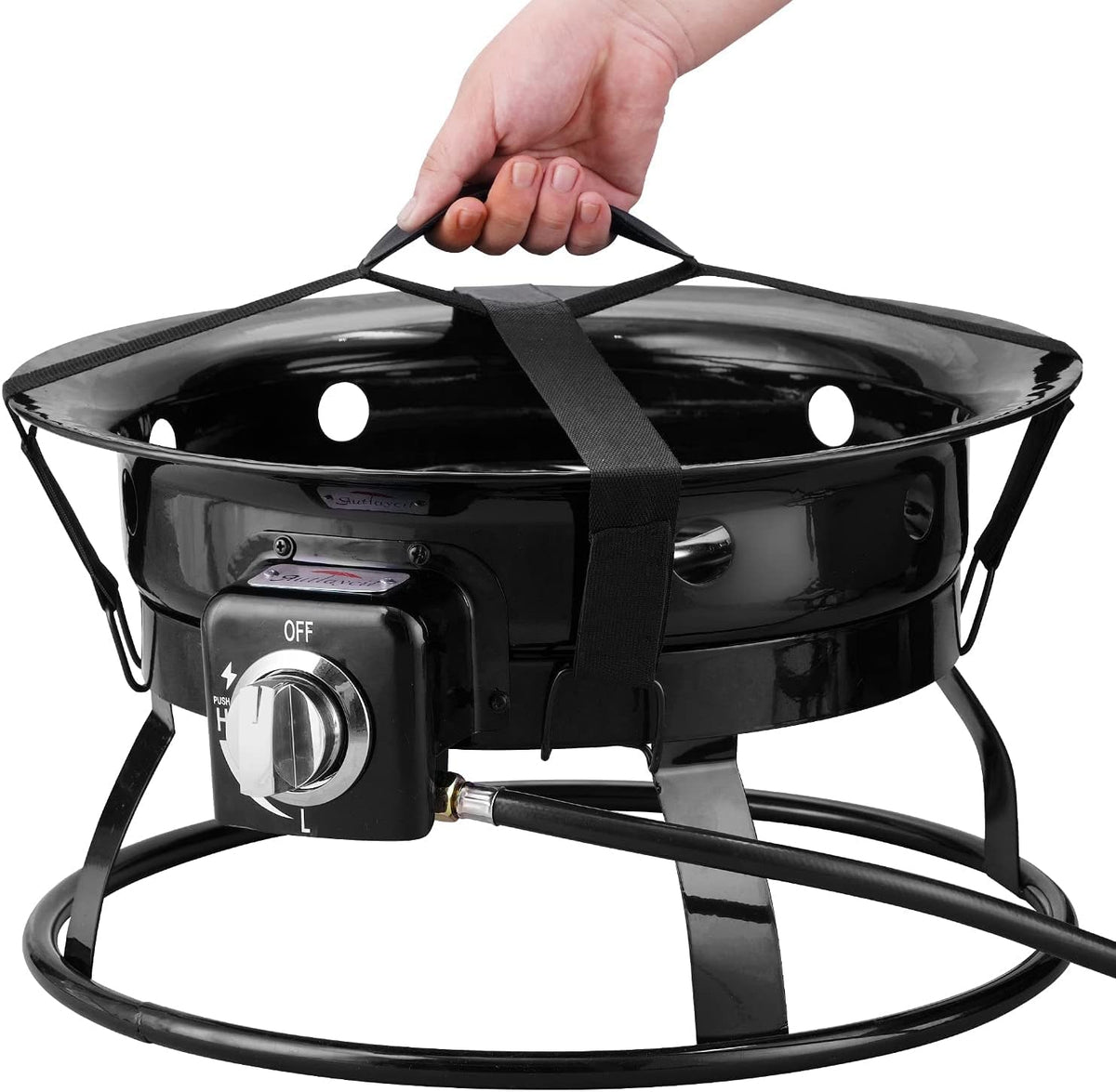 20.47-Inch Diameter Propane Gas Fire Pit with Carry Kit & Lava Rocks F966805