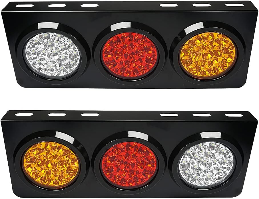 LED Truck Trailer Tail Lights with Iron Bracket Base, 48-LED, DC12-24V, 2 PCS L591545