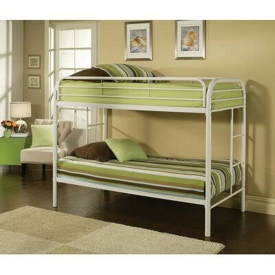 White Twin Over Twin Metal Bunk Bed Q4034