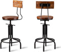 Adjustable Height Metal Bar Stool with Backrest Set of 2 U10763