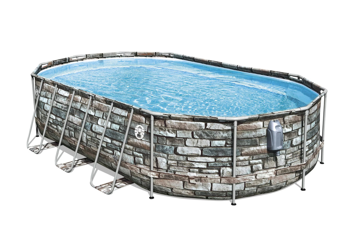 Coleman 20' Power Steel Comfort Jet Oval 48 Deep Metal Frame Above Ground Pool Y3610