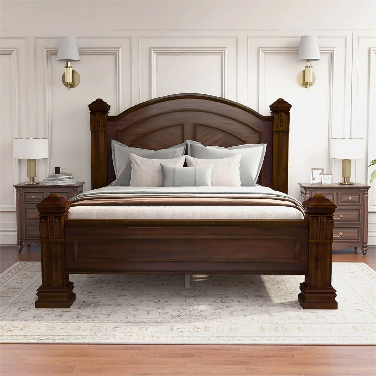 King Panel Wood Bed D9222