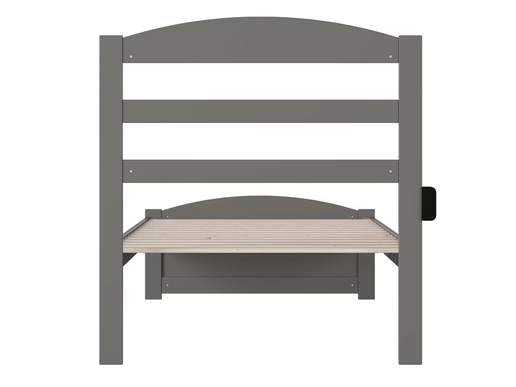 14" Twin XL Grey Wood Platform Bed Frame with Headboard and Footboard E494090