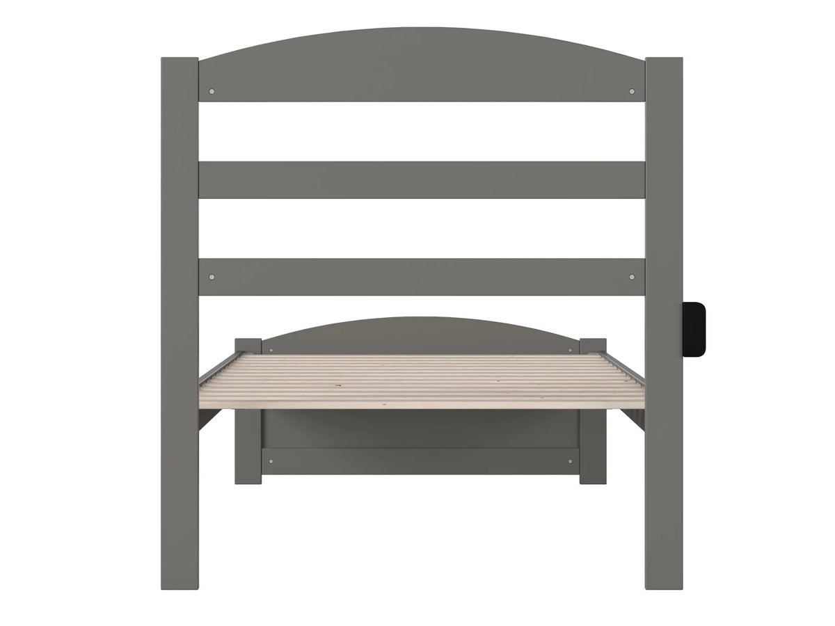 14" Twin XL Grey Wood Platform Bed Frame with Headboard and Footboard E494090
