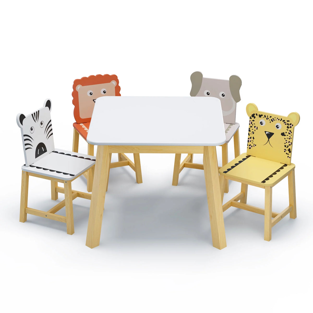 Kids Table and Chair Set 5-Piece Wood White L8720