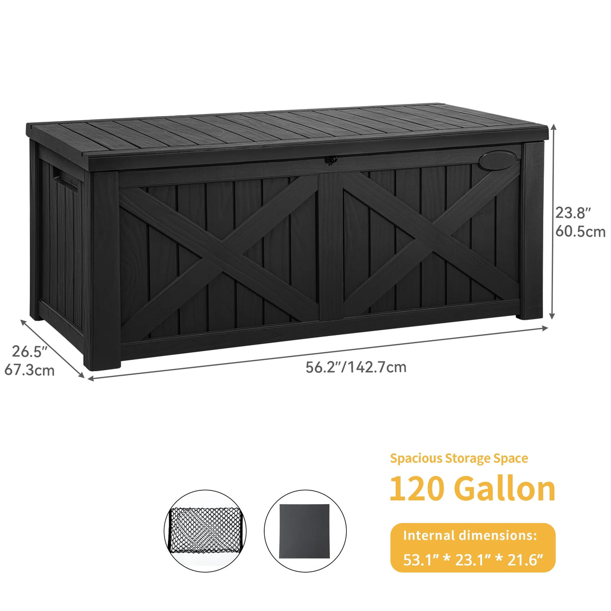 120 Gallon Black Resin Deck Box R790488