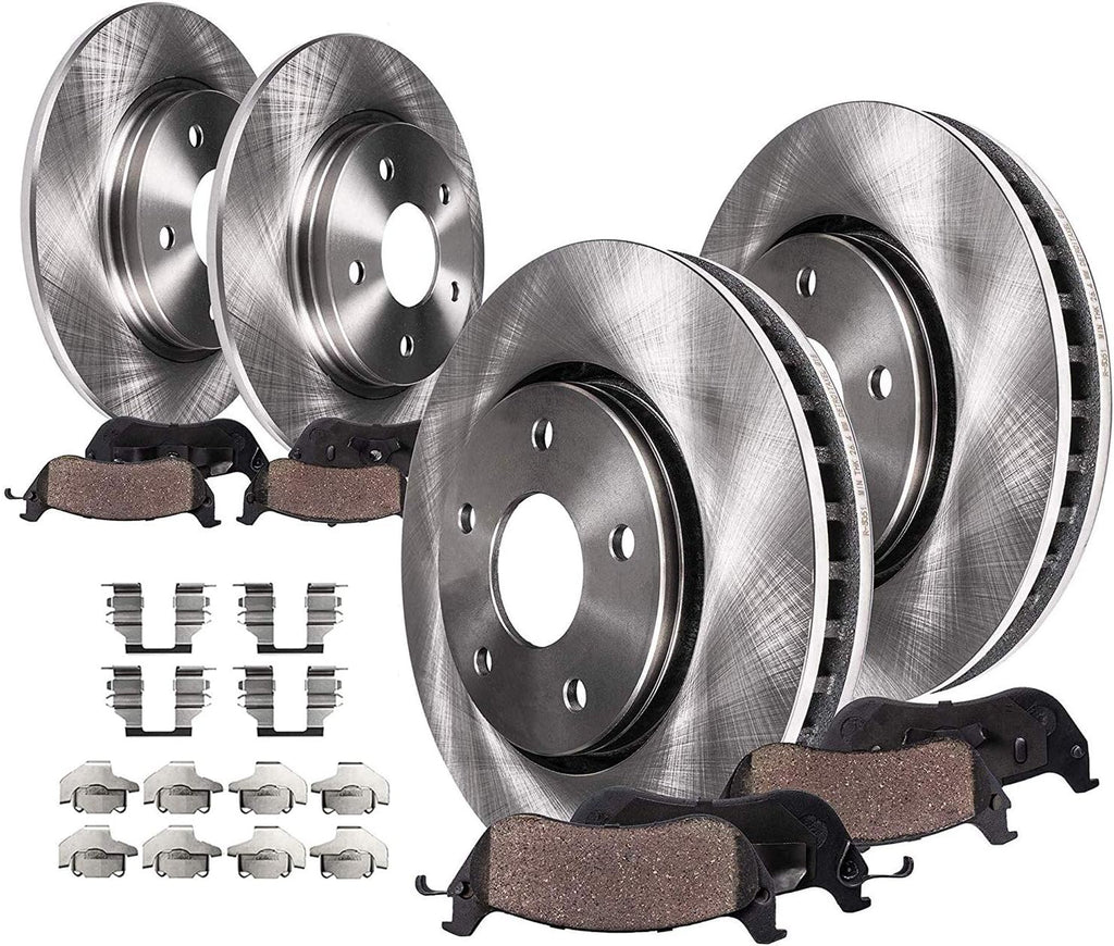 Front and Rear Disc Brake Rotors + Ceramic Brake Pads 8pc Set S885274