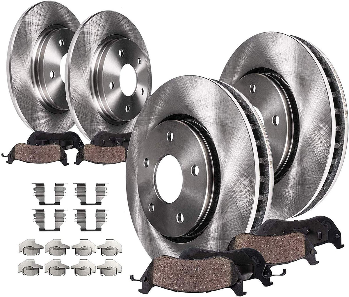 Front and Rear Disc Brake Rotors + Ceramic Brake Pads 8pc Set S885274