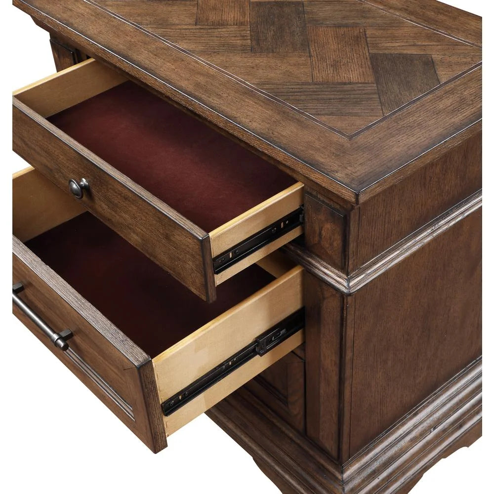 Solid Wood 3-Drawer Nightstand in Brushed Walnut B246319