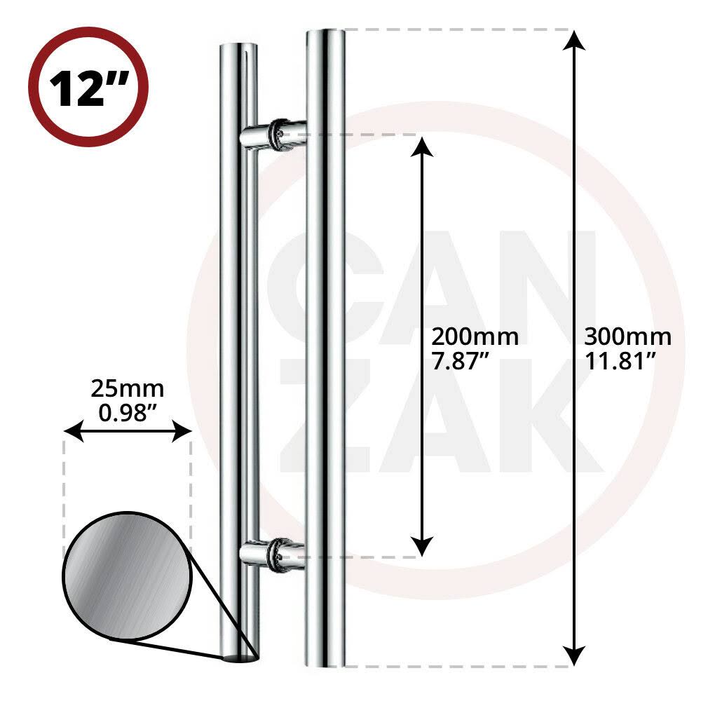 12 inch Brushed Stainless Steel Pull Push Door Handles F3001