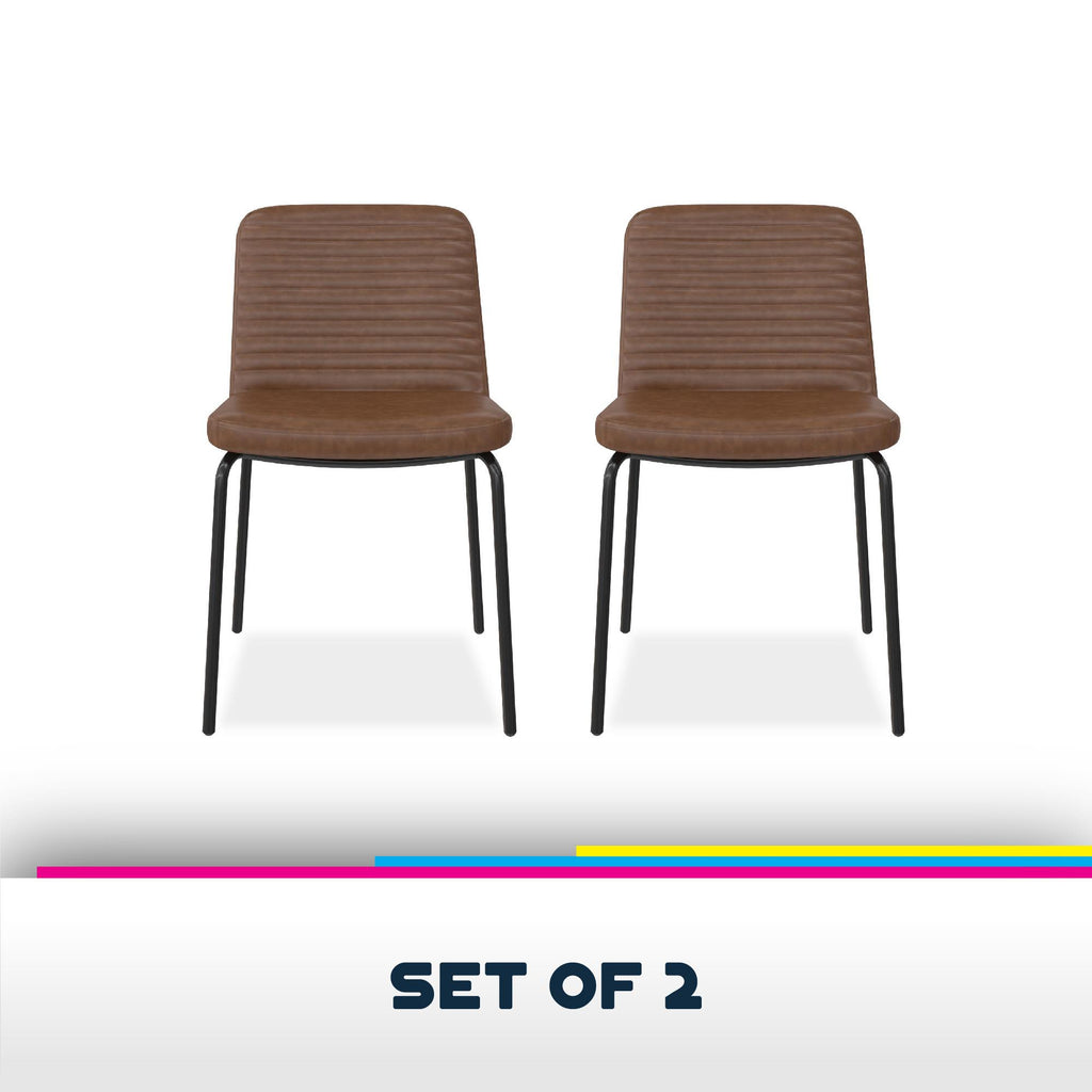 Camel Faux Leather Dining Chair, Set of 2 D93032