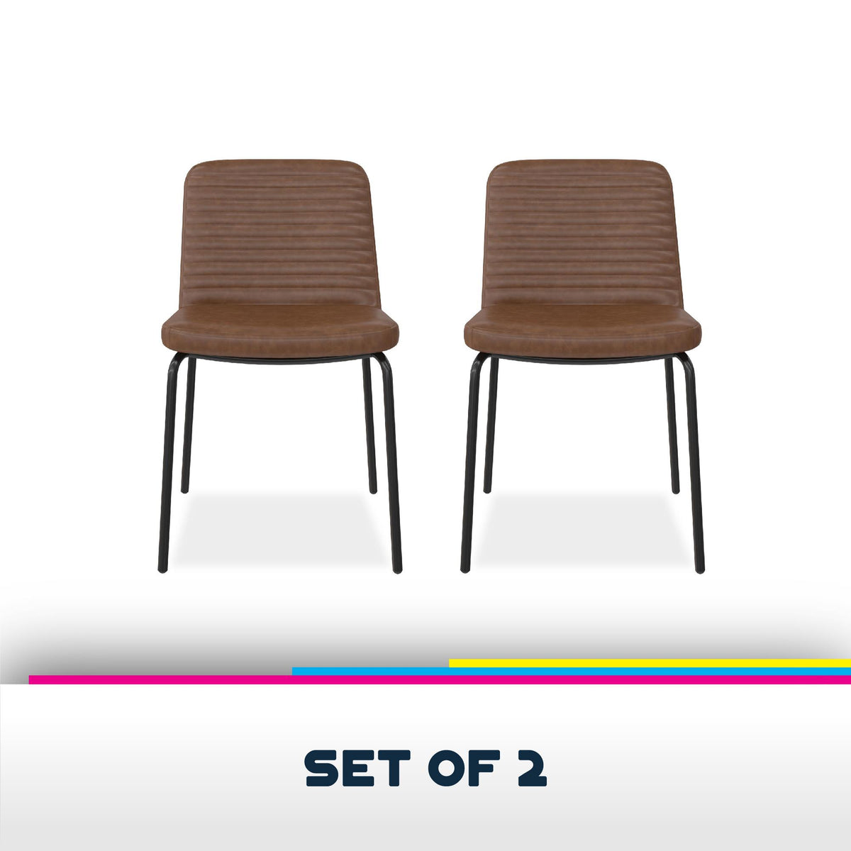 Camel Faux Leather Dining Chair, Set of 2 D93032