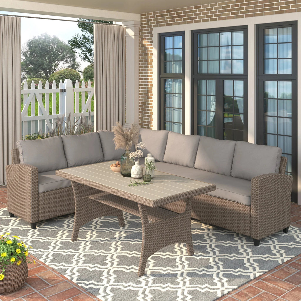 PE Rattan Wicker Sectional Sofa Set with Table M80092