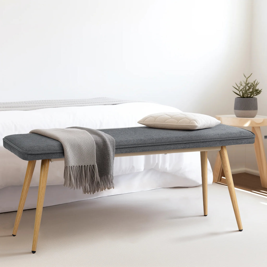 Charcoal Gray Upholstered Tufted Bench D269