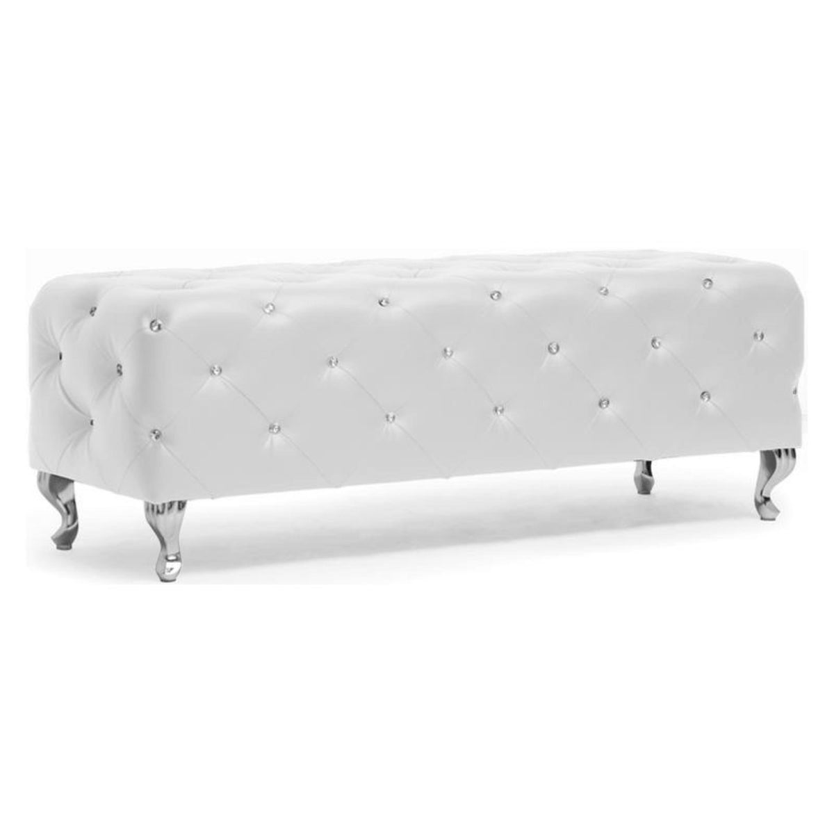 White Crystal Tufted Bench E83945