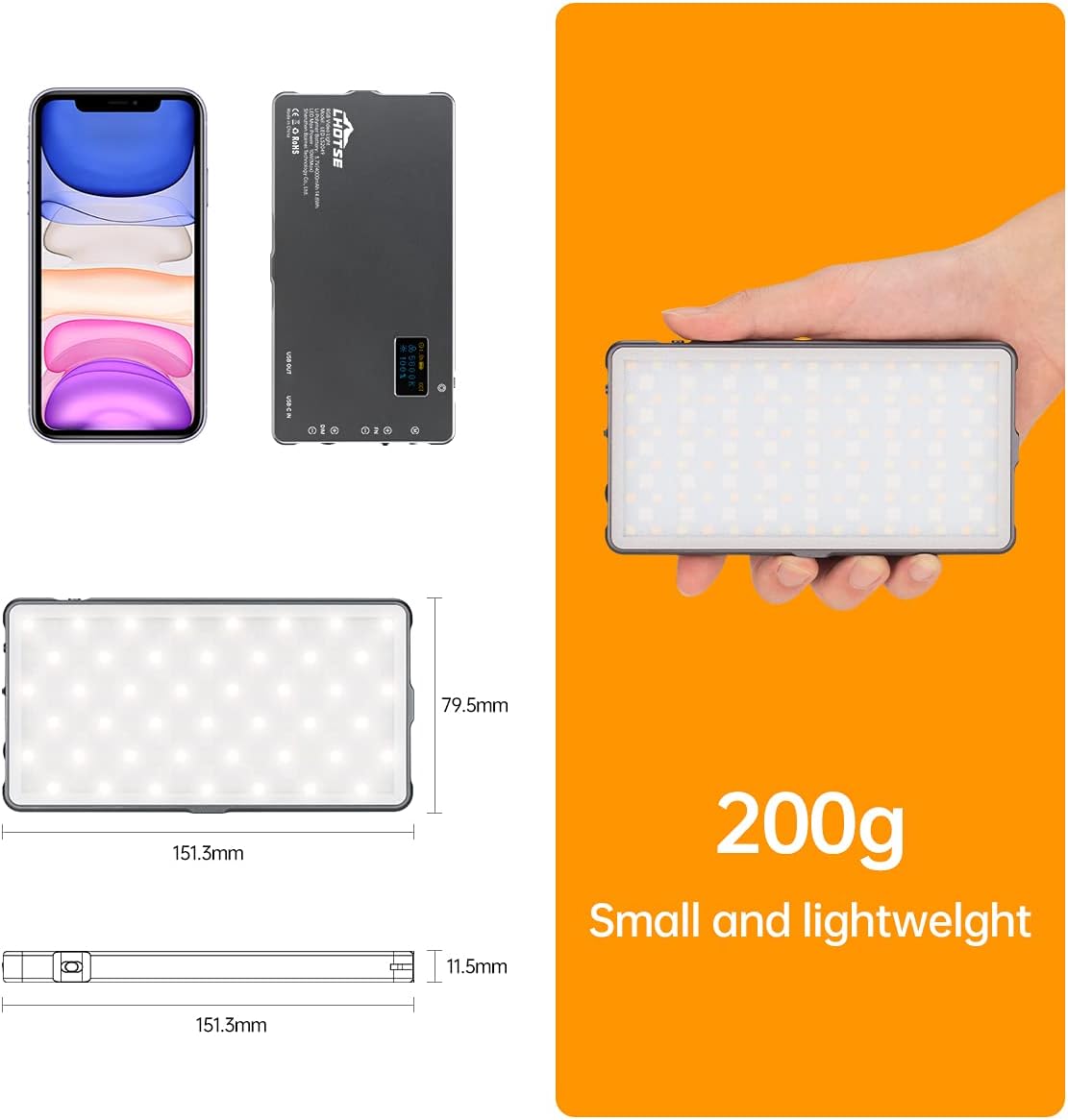 RGB Video Light Panel with Aluminum Alloy Body, Pack of 2 P381396