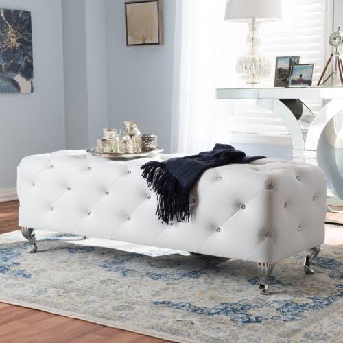 White Crystal Tufted Bench E83945