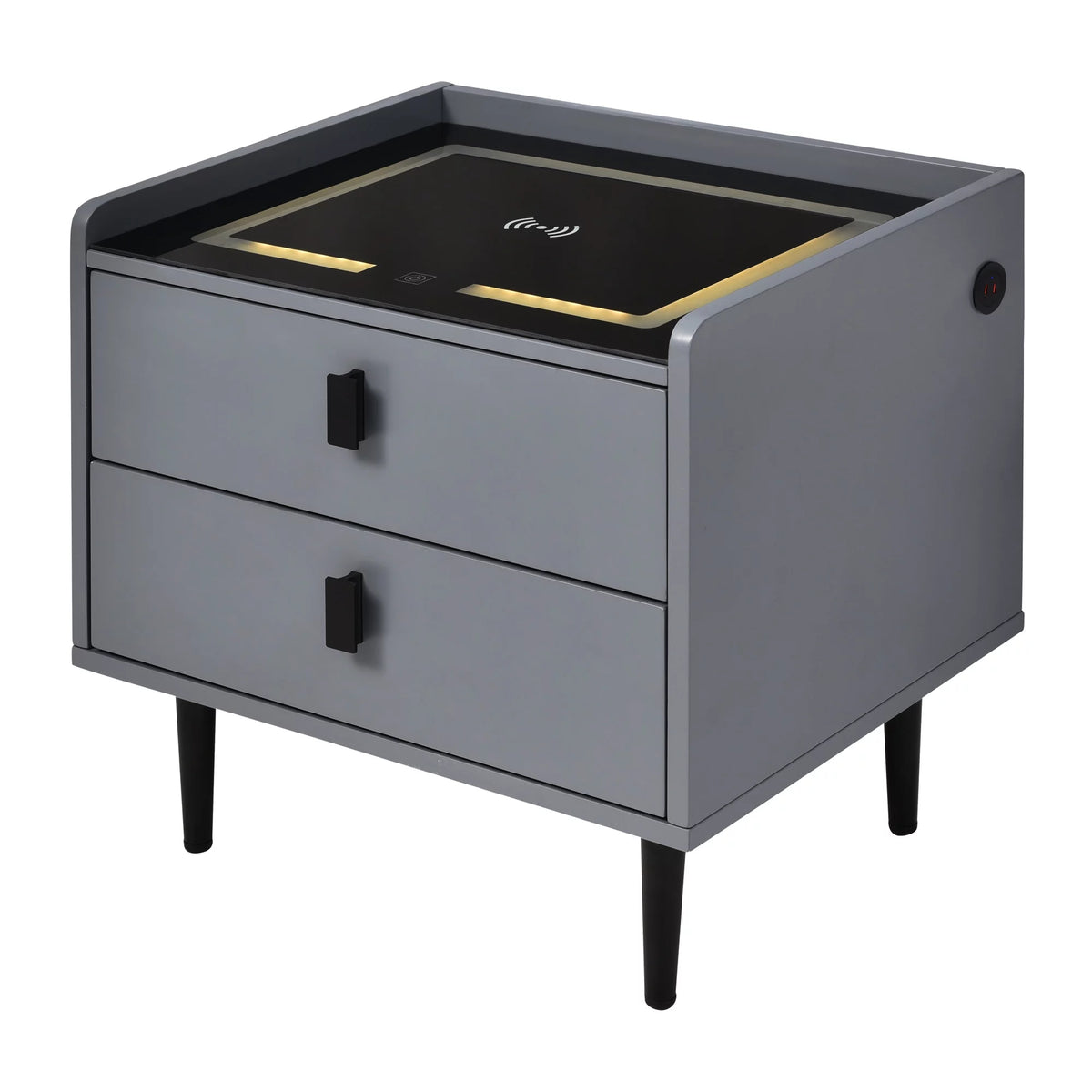 Gray Side Table with Wireless Charging Station U4190