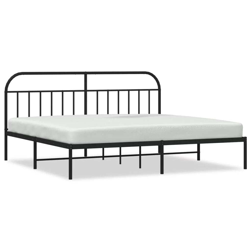 Metal Bed Frame with Headboard Black H148