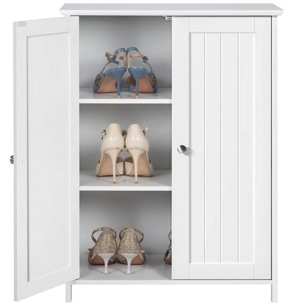 White Free Standing Wooden Shoe Storage Cabinet S72989