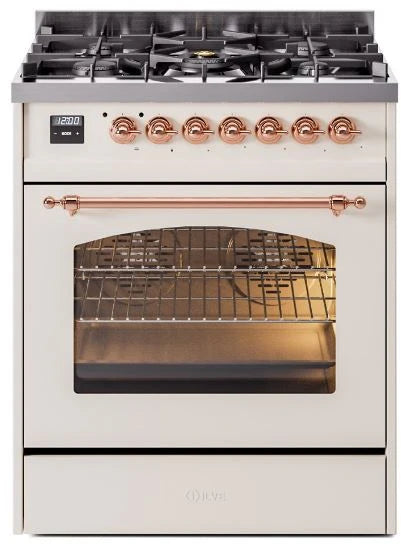 Antique White Copper Trim 30 Dual Fuel Propane Gas Range Q8616