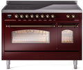 48 Induction Range with Electric Oven in Burgundy I658