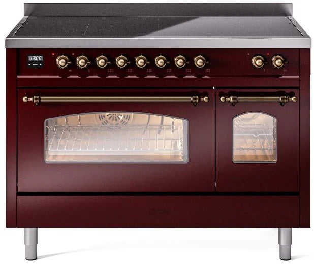 48 Induction Range with Electric Oven in Burgundy I658