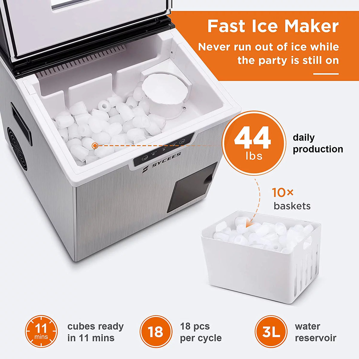 2-in-1 Countertop Ice Maker and Shaver Machine with Ice Scoop and Basket E741