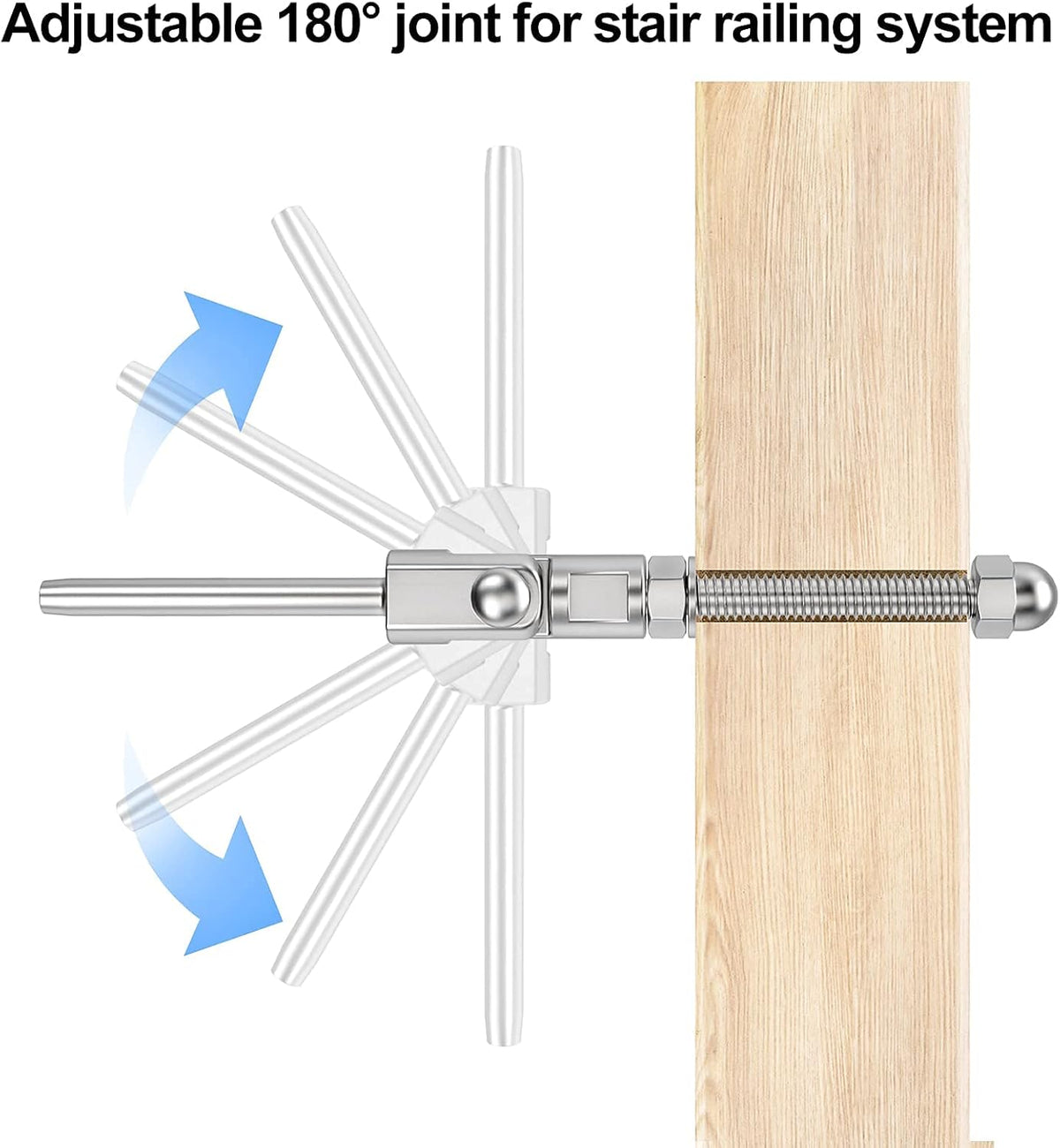 20 Pack T316 Stainless Steel 180° Adjustable Angle Cable Railing Swage Threaded Stud Tension End Fitting for 1/8 Wire Rope Hardware Wood Post Pack of 2 I402664